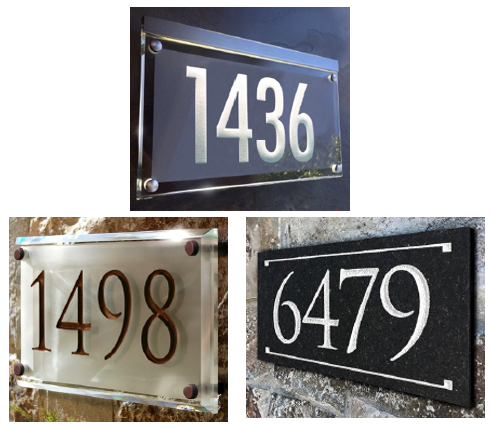 Etched Crystal and Granite Personalized Address Signs