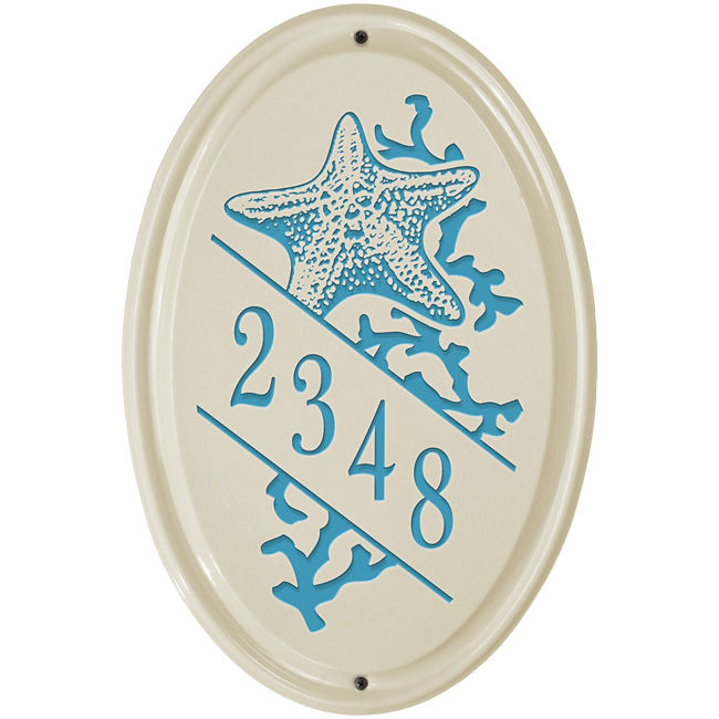 Starfish Oval Vertical Plaque