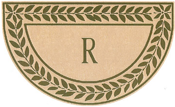 Half Round Leafy Monogrammed Doormat