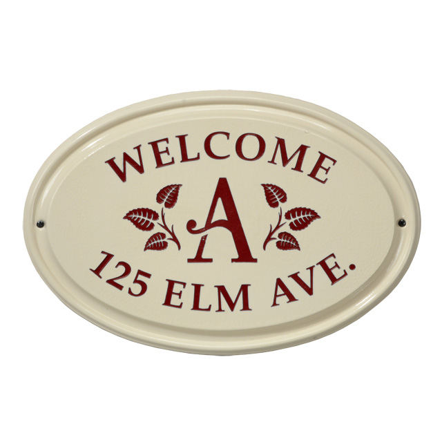 Leaf Monogram Oval Plaque