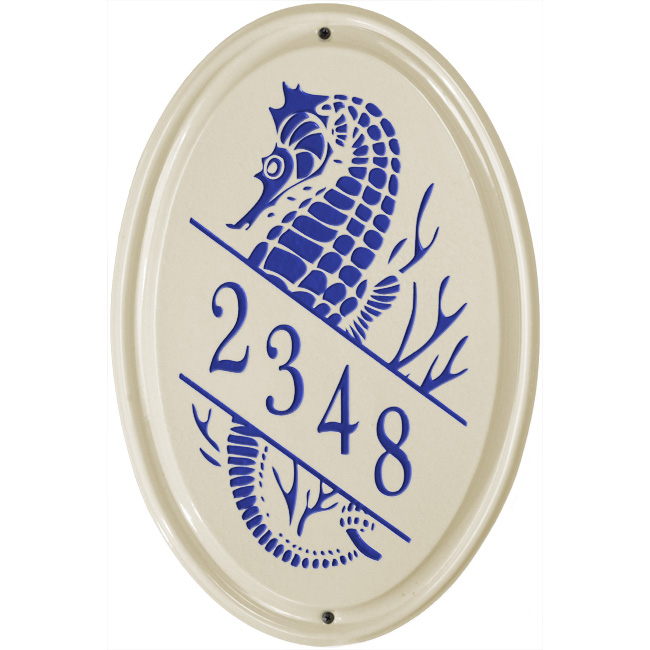 Seahorse Oval Vertical Plaque
