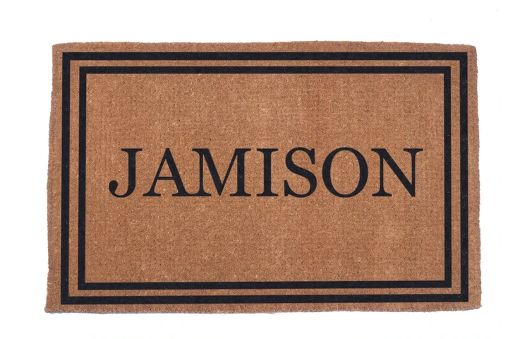 Double Border Coir Monogram Doormat