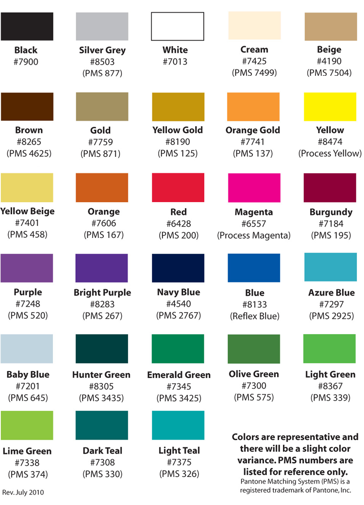 Flocked Olefin Flocking Color Chart