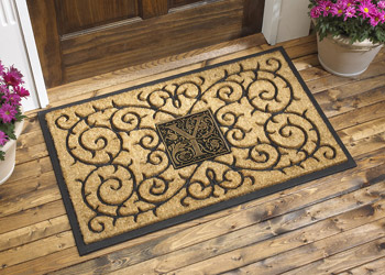 Monogrammed Medallion Rubber Backed Coir Doormat Door Mat